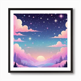 Sky With Twinkling Stars In Pastel Colors Square Composition 97 Art Print