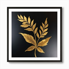 1000015005 black and gold leaf art print Art Print