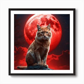 Cat In The Moonlight Art Print