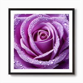 Purple Rose With Water Droplets 1 Art Print