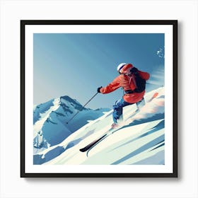 Skier On The Slopes 4 Art Print