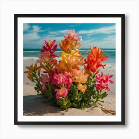 Colorful Flowers On The Beach Art Print