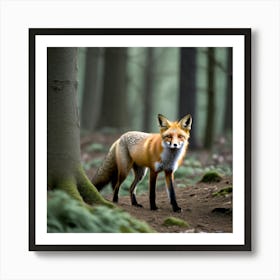 Red Fox In The Forest 12 Art Print