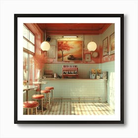 Retro Cafe Art Print