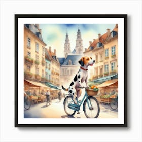 Dog On A Bicycle art Art Print