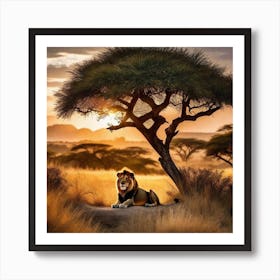 Lion In The Savannah 21 Art Print