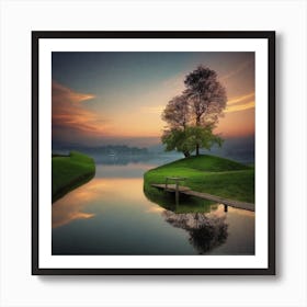 Tree In A Lake Art Print