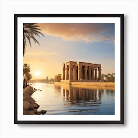 Egyptian Temple-River Nile Art Print