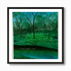 Green Landscape Painting Art Print