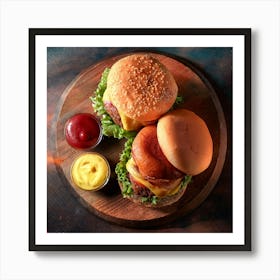 Burgers And Fries Art Print