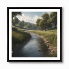 Stream In The Grass 4 Art Print