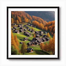 Village In Autumn Mountains (14) Poster