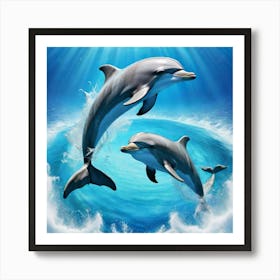 Dolphins In The Sea 3 Art Print