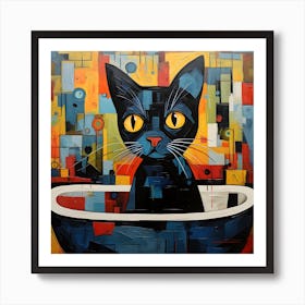 Bathtub Cat 3 Art Print