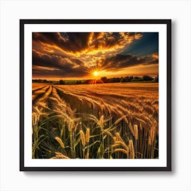 Sunset Over A Wheat Field 18 Art Print