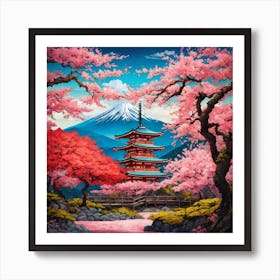 Japanese Sakura In Mountain 17 Art Print