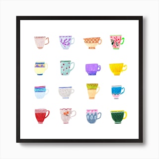 Pretty Coffee Cups Art Print by Elisabeth Fredriksson