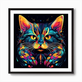 Psychedelic Cat Art Print