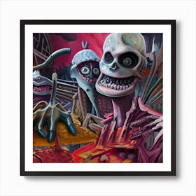 Skeletons And Zombies Art Print