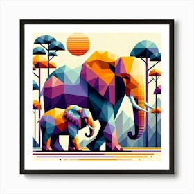 The Understanding Duo Elephants In The Forest Art Print