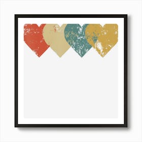 Vintage Hearts Cool Retro Valentines Day Gift Men Art Print