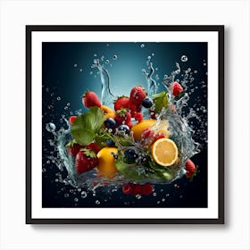 Fruit Splashing Water 1 Art Print