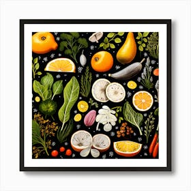 Fresh Fruits And Vegetables Art Print