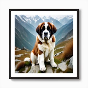 St Bernard Dog 60 Art Print