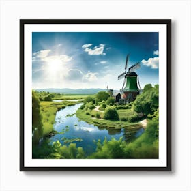 Water Green Nature View River Old Structure Light Electrical Sun Day Architecture Fauna (6) Art Print