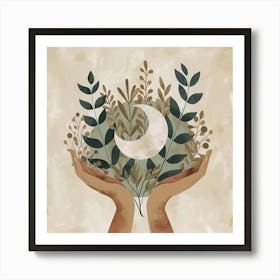 Boho Hand And Moon Art Art Print