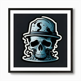 Skull Sticker With A Cap Silver (139) Art Print