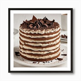 Tiramisu Cake An Elegant Tiramisu Cake With Layers Of Coffee Soaked Sponge Mascarpone Cream And A Du 361374507 Art Print