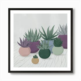 Potted Succulents Art Print
