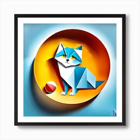 Origami Cat Art Print