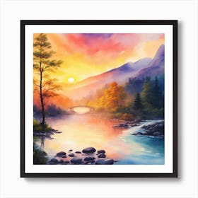 Sunset By The River 1 Art Print