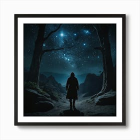 Man Walking Through A Forest Art Print