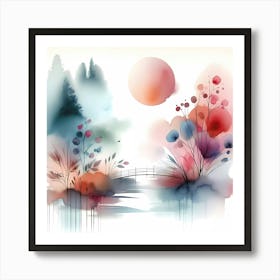 Asian Watercolor Painting 1 Art Print