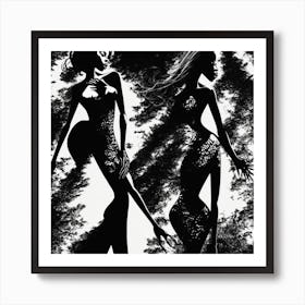 Two Women In The Woods Art Print