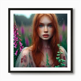 Beautiful Girl In The Rain 1 Art Print