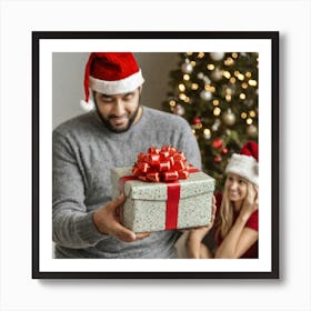 Man Giving Gift To Woman Art Print