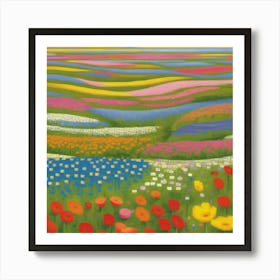 Bloemenzee Dutch For Sea Of Flowers Fields Of Flowers In A Dreamlike State With Swirling 14 Art Print