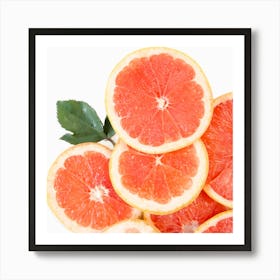 Grapefruit Slices Isolated On White 1 Art Print