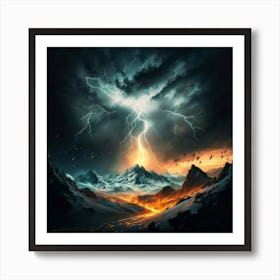 Impressive Lightning Strikes In A Strong Storm 7 Art Print