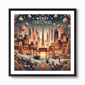 Merry Christmas City Art Print