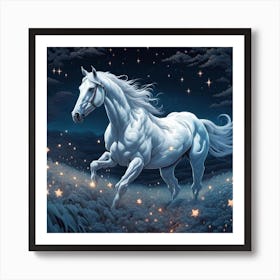 White Horse In The Night Art Print