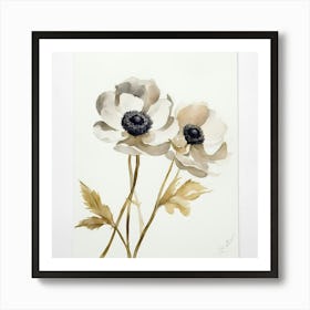 Illustration of delicate flowers on a white background 1 Art Print