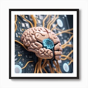 Brain On Circuit Board 19 Art Print