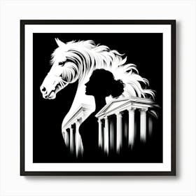 Horse And Woman Silhouette Art Print