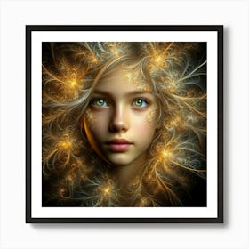 Girl With Golden Hair Art Print