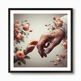 Mother And Daughter Holding Hands Art Print